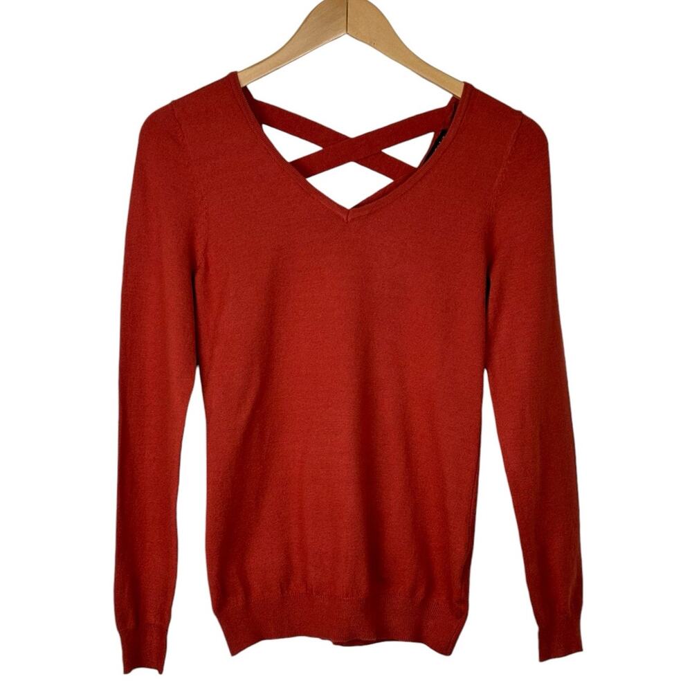 Love  Ellie Burnt Orange Open Back Criss Cross Detail Sweater NEW Size XS